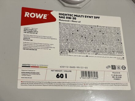 Моторное масло 0w30 rowe 20112060099 на Мерседес SLS-Class