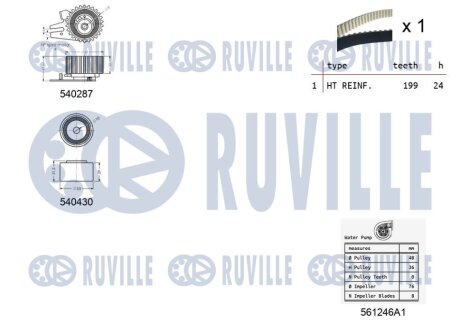 FIAT К-т ГРМ (помпа+ремень+2 ролика) 159 2.4 05-, 166 2.4 06-, BRERA 2.4 06- ruville 5502971