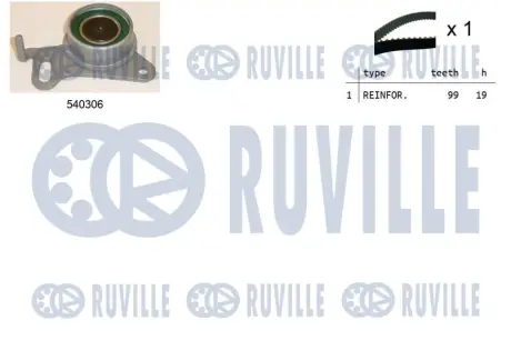 RUVILLE К-кт. ГРМ (ремінь + ролик) HYUNDAI H100 2,5D/TD MITSUBISHI Pajero 2,5D/TD ruville 550451