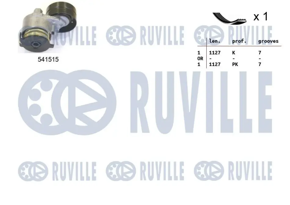 RUVILLE RENAULT ремінь ГРМ + ролик натягу DUSTER 2.0 12-, RENAULT GRAND SCENIC II 1.9 dCi 05-09, MEGANE II / III ruville 570081