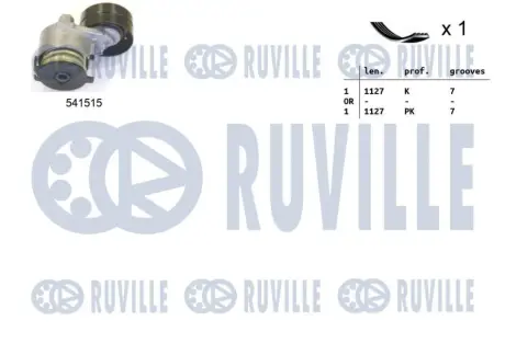RUVILLE RENAULT ремінь ГРМ + ролик натягу DUSTER 2.0 12-, RENAULT GRAND SCENIC II 1.9 dCi 05-09, MEGANE II / III Ruville 570081