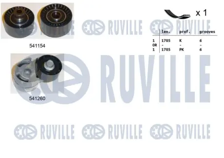 RUVILLE CITROEN К-кт ГРМ (ремінь + 2 ролика) BERLINGO 1.6 05-11, PEUGEOT PARTNER Мінівен (5_, G_) 1.6 05-15 ruville 570093