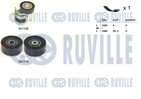 RUVILLE AUDI К-кт ГРМ (ремінь + 2 ролика) A4 Allroad B8 (8KH) 2.0 TDI quattro 09-16, Q5 (8RB) 2.0 TDI 10-17 ruville 570113