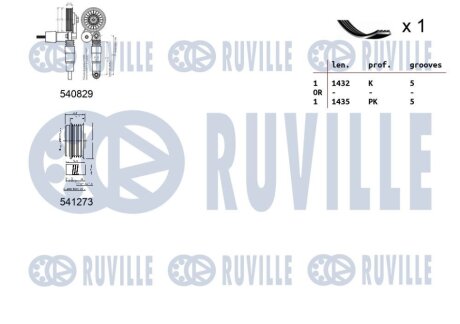 VW К-кт ГРМ (ремінь+ натяжний пристрій+ ролик) PASSAT B5.5 (3B3) 1.9 TDI 00-05, AUDI A4 B5 (8D2) 1.9 TDI 00- ruville 570130