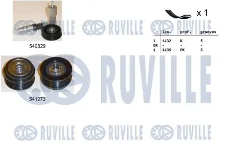 RUVILLE VW К-кт ГРМ (ремінь+ натяжний пристрій+ ролик) PASSAT B5.5 (3B3) 1.9 TDI 00-05, AUDI A4 B5 (8D2) 1.9 TDI 00- ruville 570130 Фольксваген Пассат б5