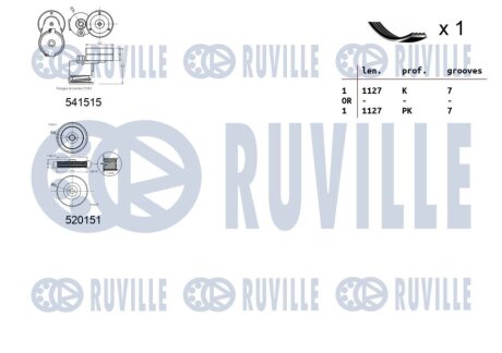 RENAULT К-кт ГРМ MEGANE III Grandtour (KZ0/1) 1.9 dCi (KZ0J, KZ0N, KZ1S) 09-15 ruville 570155