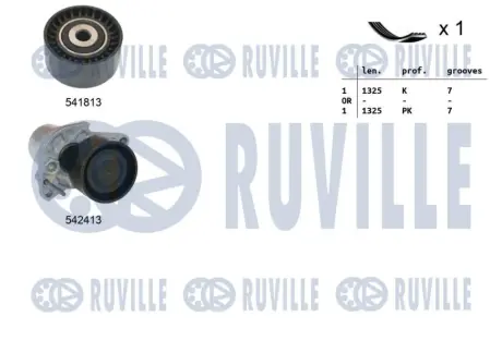 RUVILLE RENAULT К-кт ГРМ (ремінь+2 ролика) TRAFIC III 1.6 14-, OPEL VIVARO B 1.6 14- ruville 570156