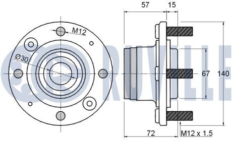 Підшипник задньої ступиці ruville 220077