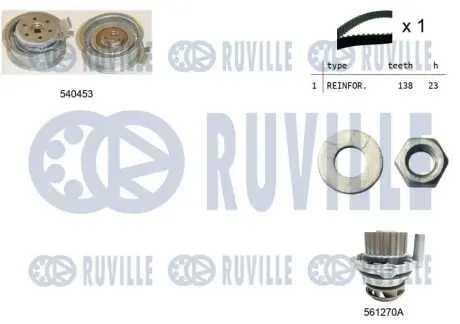 RUVILLE AUDI К-кт. ГРМ (рем.+ролик+крепление+помпа) 1,6 A3/A4 VW Golf IV 1,6/2,0 SKODA 1,6/2,0 SEAT Ruville 5500131