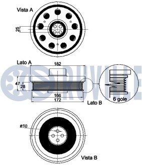 BMW Реміний шків к/вала E90/F10/F25/F30 1,6-2,0d ruville 520343