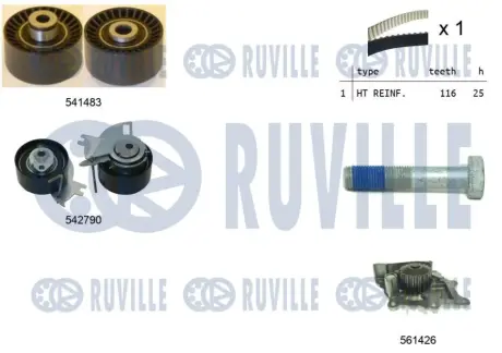 RUVILLE CITROEN К-т ГРМ (помпа+ремень+2 ролика) C4 GRAND PICASSO 2.0 09-, C5 AIRCROSS 2.0 09-, DS4 2.0 14-, FORD, OPEL, PEUGEOT, TOYOTA ruville 5504271