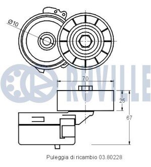 CITROEN Натяжной ролик C4, C5, Scudo, Focus, C-Max, Kuga 2,0 TDCI ruville 541487