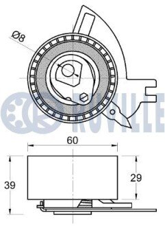 CITROEN Натяжной ролик ГРМ C4 GRAND PICASSO II, C4 PICASSO II, C5 III, DS4, DS5, JUMPER, JUMPY, SPACETOURER FORD C-MAX II, FOCUS III, GALAXY, KUGA II, MONDEO V, S-MAX 2.0D 04.09- ruville 542790