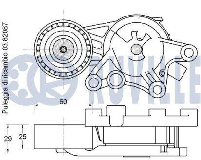 CITROEN Натяжной ролик JUMPER 1.6BlueHDi 14-, PEUGEOT 2008 І 1.6BlueHDi, OPEL ruville 542785