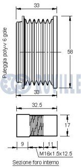 CITROEN Шкив генератора Jumpy,C5 2,0-2,2HDi 01-, PEUGEOT 307/406/607/806 ruville 542197