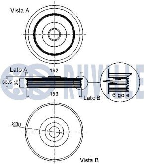 CITROEN Шків к/вала.C1,C2,C3,p1007 1.4HDi ruville 520258