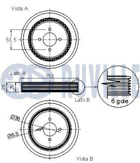 CITROEN Шків колен. валу Berlingo 1.9d 98-, Jumpy 1.9d 98-, Peugeot 306 1.9d- ruville 520078