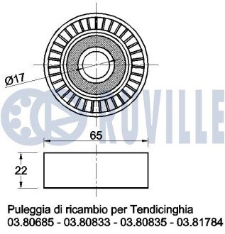 DB Ролик натяж. A-класс (W168/W169) B-класс (W245) ruville 540870