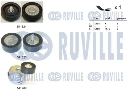 RUVILLE FIAT К-кт ГРМ (ремінь + 3 ролика) CROMA (194_) 1.9 D Multijet 07-11, OPEL VECTRA C 1.9 05-08 Ruville 570168