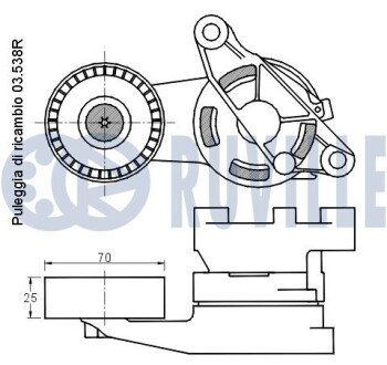 FIAT Натяжной ролик A3 1.9-2.0TDI, Caddy, Golf V, Passat 2.0TDI, Touran 1.9-2.0TDI ruville 541409