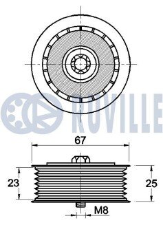 FIAT Паразитный ролик 500X 1.6 D Multijet 14-, BRAVO II 2.0 D Multijet 08-14, ALFA ROMEO, JEEP, SUZUKI, LANCIA ruville 542412