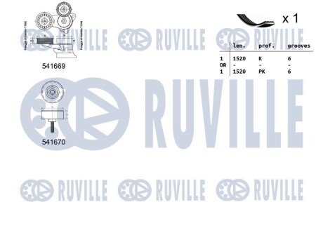 FORD К-кт ГРМ (натяжний пристрій+ролик+ремінь) C-MAX (DM2) 1.8 TDCi 07-10, FOCUS II 1.8 04-12 ruville 570066