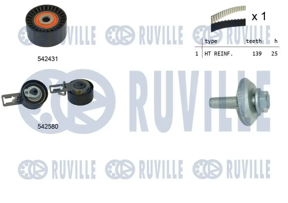 RUVILLE FORD К-кт ГРМ (ремень + 2 ролика) FIESTA VI 1.4 TDCi, B-MAX 1.6 TDCi, PEUGEOT ruville 550386