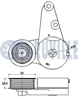FORD Натягувач паса FIESTA VI 1.6 ST 13-, FOCUS III 1.5 EcoBoost 14-, KUGA II (DM2) 1.5 14-, VOLVO S60 II 10-15, V70 III (135) 1.6 11-15 ruville 542498