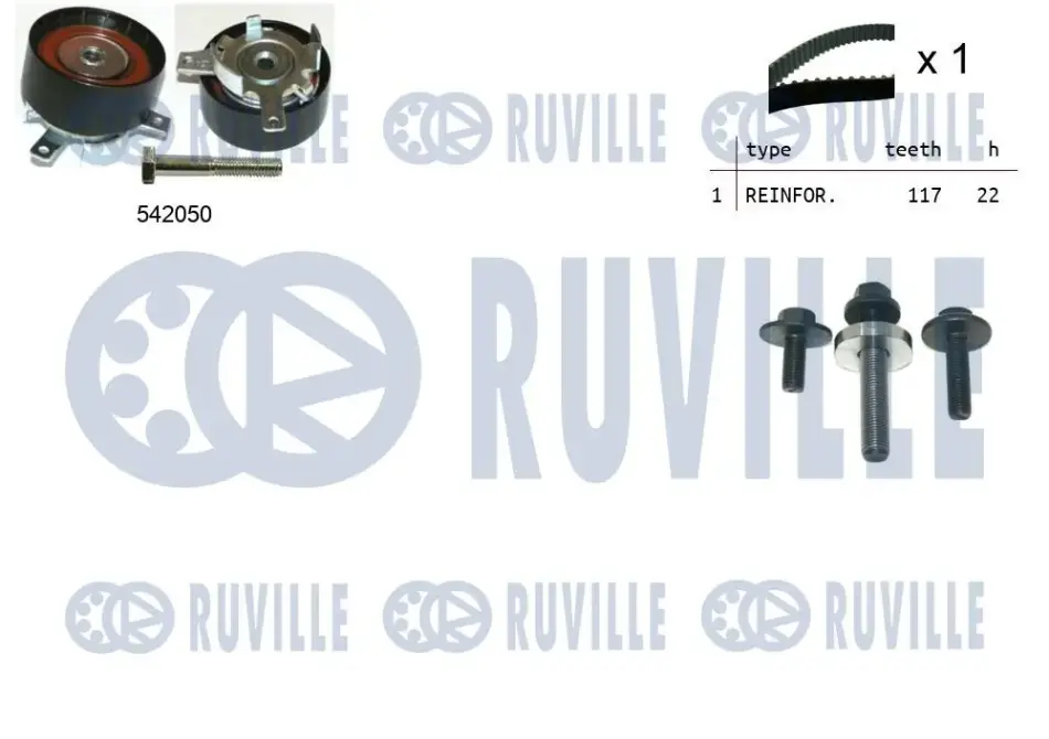 RUVILLE FORD Ремень ГРМ + ролик натяжителя Fiesta, Focus 02- ruville 550304