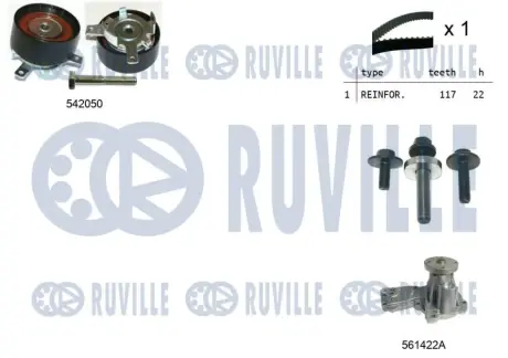 RUVILLE FORD Ремень ГРМ + ролик натяжителя +помпа Fiesta, Focus 02- ruville 5503041
