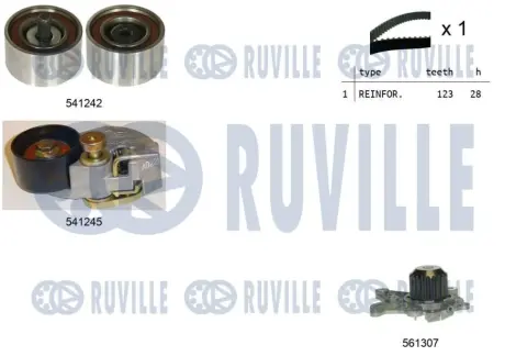 RUVILLE HYUNDAI К-т ГРМ (ремень+2ролика+помпа) Accent,Santa Fe,Tucson,Kia 1.5/2.0CRDI ruville 5502751