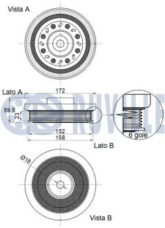 HYUNDAI Шкив коленвала HYUNDAI SANTA FE, IX35, TUCSON KIA CARNIVAL III, SORENTO, SPORTAGE ruville 520408