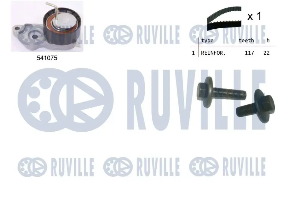 RUVILLE К-кт. ГРМ (рем.+1шт. ролик+крепление) Ford Focus -04, Fiesta -02, Fusion -04 ruville 550064