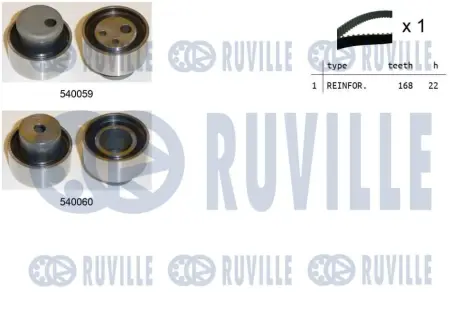 RUVILLE К-кт. ГРМ (рем.+2шт. ролик) Fiat Fiorino 1.7D -00 Ruville 550003