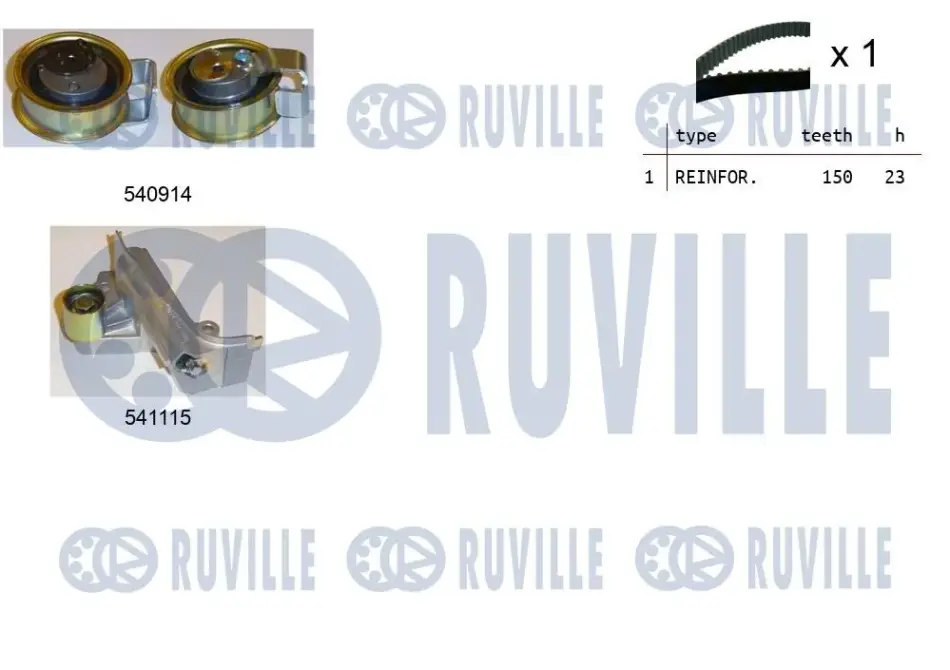 RUVILLE К-кт. ГРМ (рем.+2шт. ролик+крепление) AUDI 1,8/1,8T VW Golf IV 1,8/1,8T SKODA ruville 550257