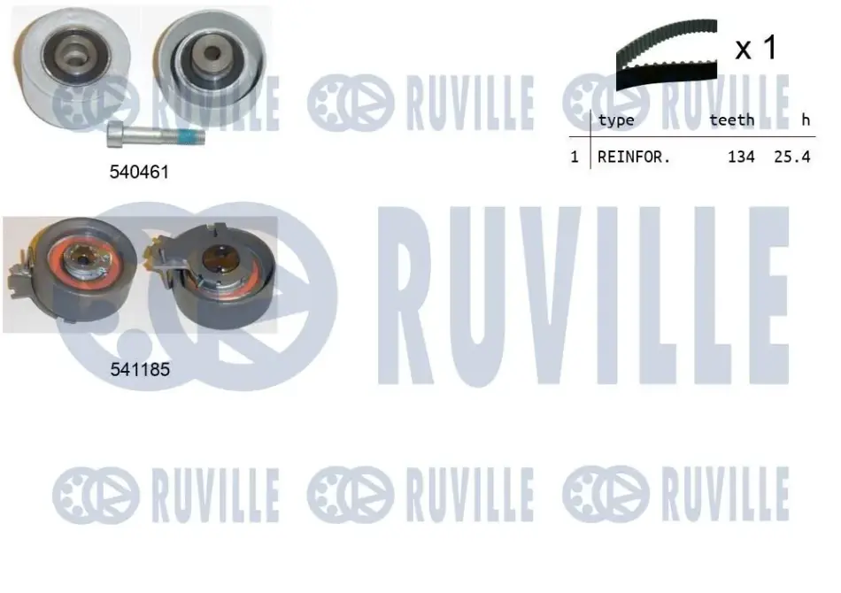 RUVILLE К-кт. ГРМ (рем.+2шт.ролика+крепление) Citroen Berlingo 1.6, Peugeot 307 1.6 ruville 550120