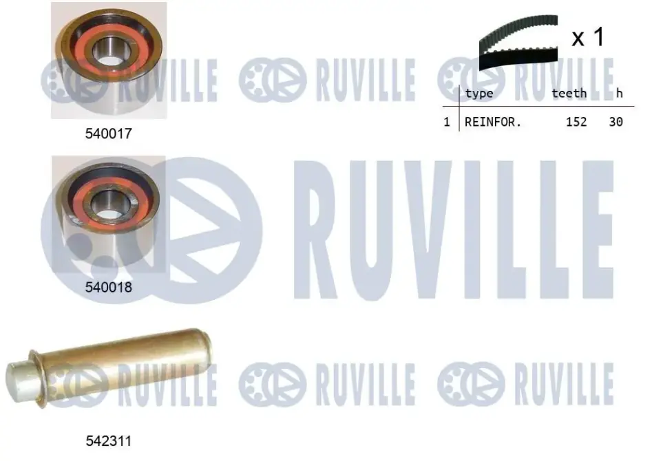 RUVILLE К-кт. ГРМ (рем.+2шт.ролика+крепление) Citroen Jumper 2.8HDI, Fiat Ducato 2.8 JTD ruville 550392