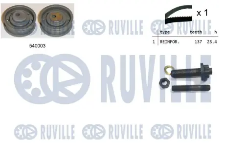RUVILLE К-кт. ГРМ (рем.+ролик+крепление) AUDI 1,9TDI VW 1,9TD/TDI/SDI SEAT 1,9TD/TDI Ruville 550074