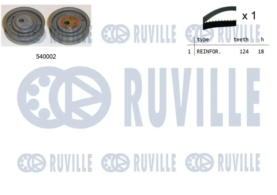 RUVILLE К-кт. ГРМ (рем.+ролик+крепление) AUDI 2,0: 100/ A6 VW 2,0: Golf III/IV, Passat SEAT 2,0: Toledo, Ibiza ruville 550241