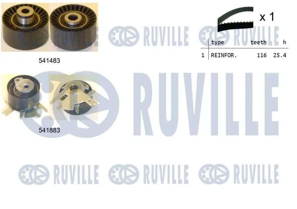 RUVILLE К-кт ГРМ (ремень+2шт. ролика) Fiat Scudo 2.0 HDI 07- ruville 550296
