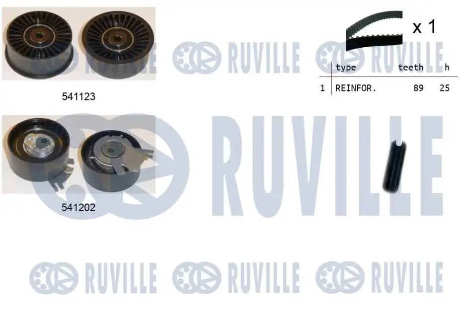 RUVILLE К-кт. ГРМ (ремень+ 2шт.ролика+крепление) Renault Master,Trafic II 2.5 DCI 03- ruville 550118