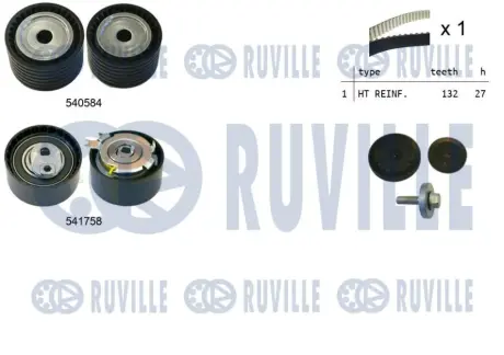 RUVILLE К-кт. ГРМ (ремень НТ+ 2шт. ролика+ крепление) Renaul Megane II 1.6 ruville 550298