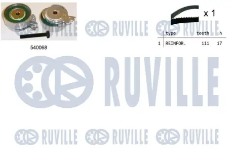 RUVILLE К-кт. ГРМ (ремень+ролик+крепление) OPEL 1,2-2,2: Astra F, Vectra, Corsa, Combo DAEWOO ruville 550005