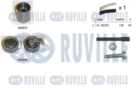 RUVILLE К-кт. ГРМ (тефл рем.+2шт.ролика+крепление) 1,9TDI: AUDI A3/4/6 VW 1,4 T5 SEAT SKODA FORD Galaxy ruville 550137