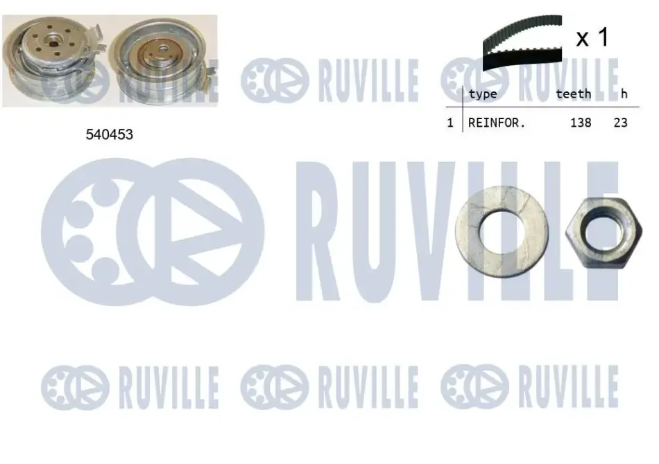 RUVILLE К-т ГРМ (рем.+ролик+крепление) Audi 1,6 A3/A4 VW Golf IV 1,6/2,0Skoda 1,6/2,0 Seat ruville 550013