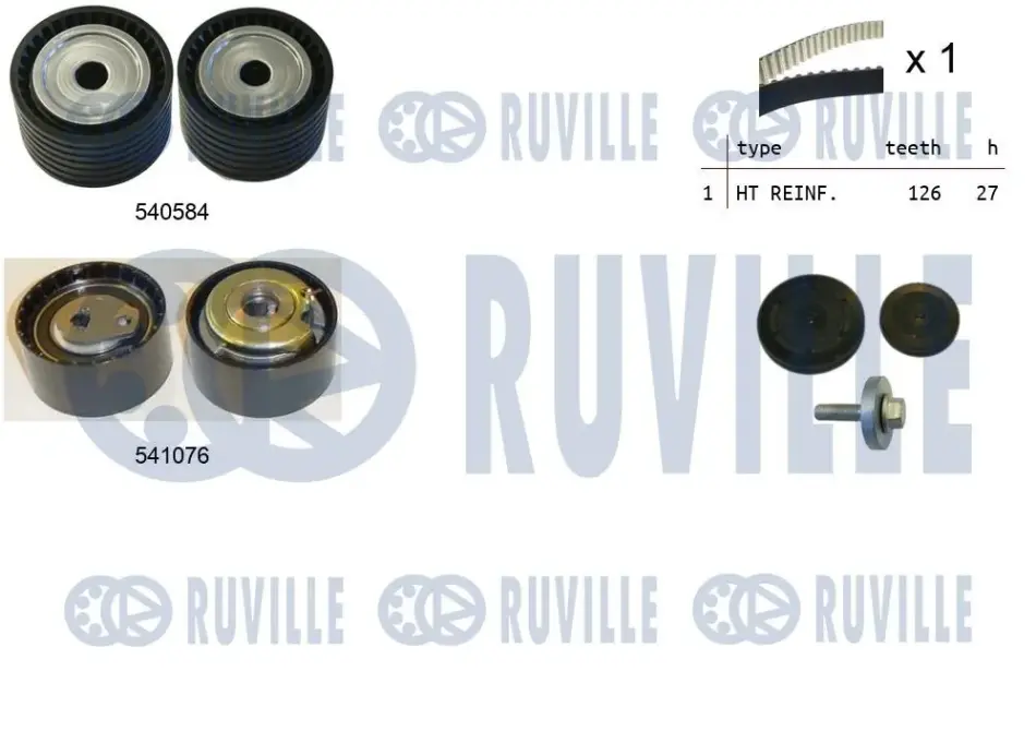 RUVILLE К-т ГРМ (ремень +2 ролика) Renault Laguna II ruville 550277