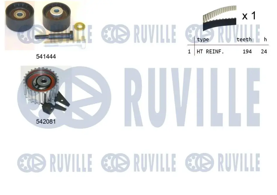 RUVILLE К-т ГРМ (ремень + 2ролика) FIAT Doblo 1,6D Multijet 10-. Ruville 550303 (фото 1)