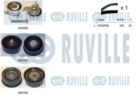 RUVILLE К-т ГРМ (ремень+3шт.ролика+крепление) OPEL Astra F 1,4 1,6 1,8 ruville 550002