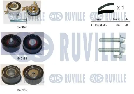 RUVILLE К-т. ГРМ (ремень+3шт.ролика+крепление) OPEL Astra G 1.4/1.6/1.8 Ruville 550040