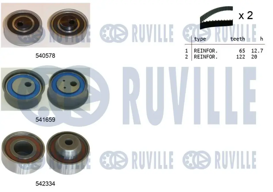 RUVILLE MITSUBISHI К-т ГРМ (2 ремня+3 ролика) Grandis 2.4 ruville 550425